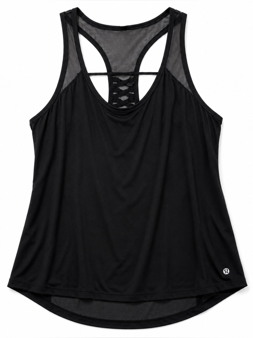 Lululemon Black Mesh Racerback Tank Top Size 4 Athletic Workout